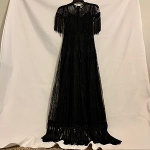 Flapper 1920s Black Fringe/Lace Dress